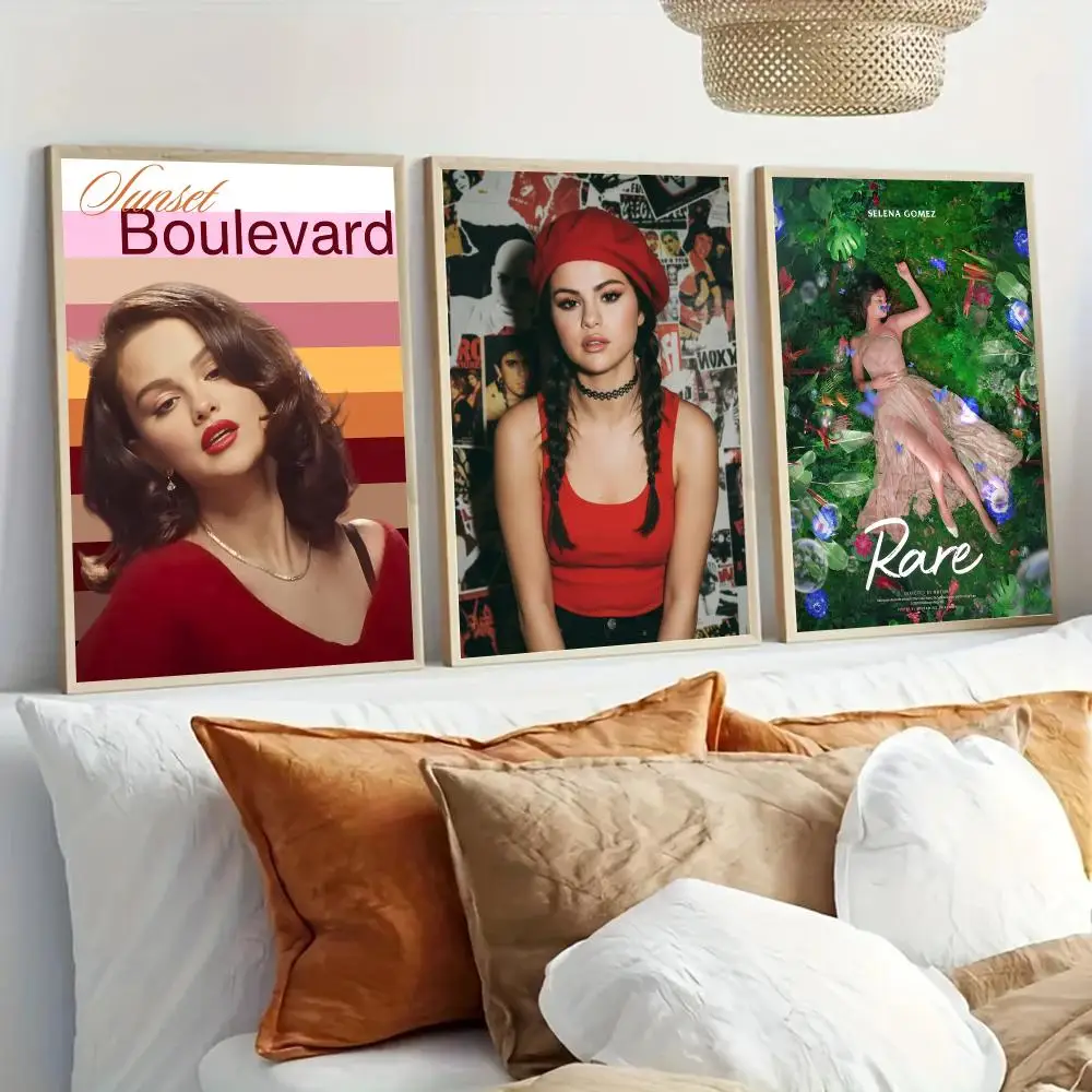 S-Selena Gomez Singer Poster Modern Home Living Bedroom Bar Hallway Waterproof Wall Art Aesthetic Decor