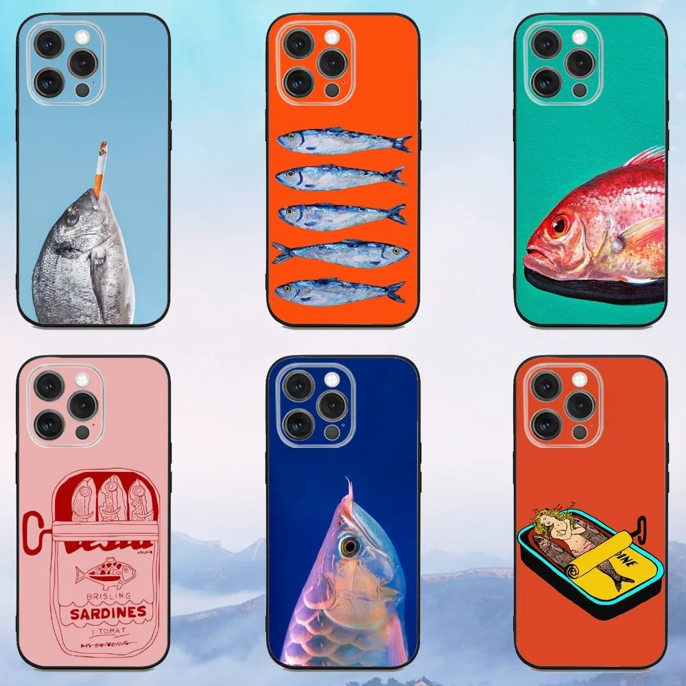 

Sardines Phone Case For iPhone 16e,16,15,14,13,12,11,Pro,X,XS,Max,XR,Plus,Mini Soft Black Cover