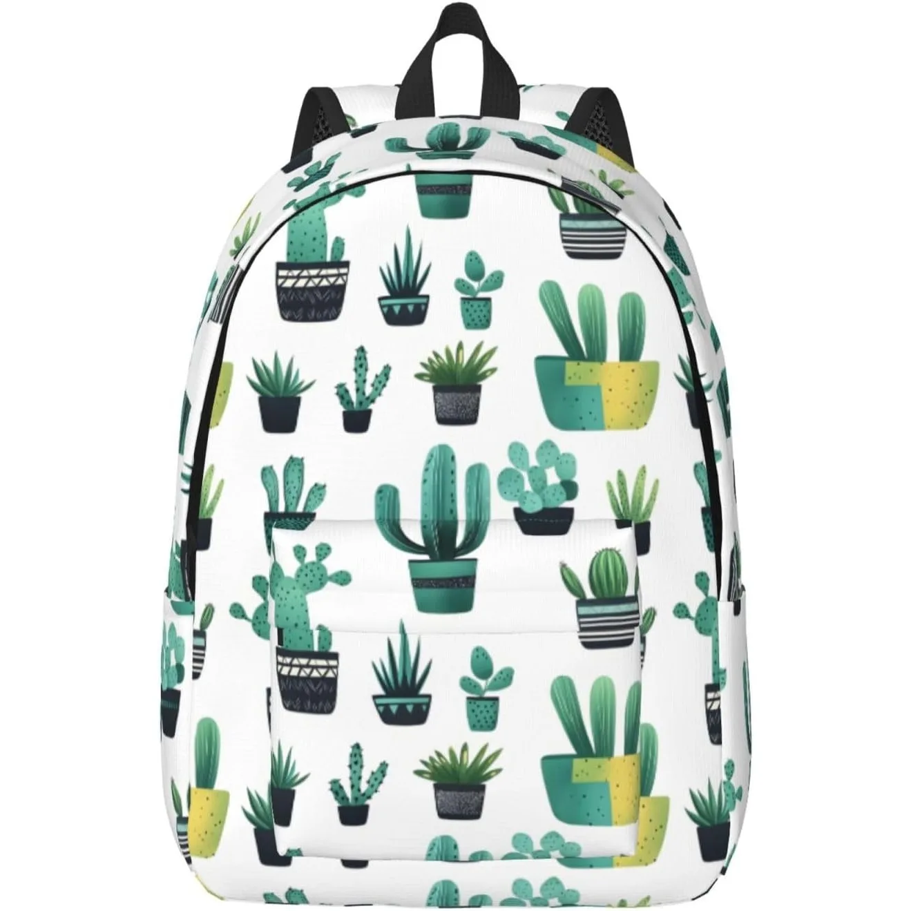 

Succulent Cactus Plant Print Lightweight Canvas Backpack, Backpack For Women Men Couples, Travel Laptop Bag