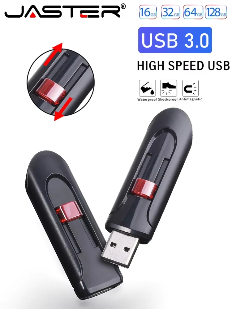 JASTER Skalierbares Pen-Laufwerk 128 GB 64 GB Hochgeschwindigkeits-USB-3.0-Flash-Laufwerk 32 GB Schwarz Mini-Speicherstick 16 GB für Laptop U Disk 8 GB 4 GB