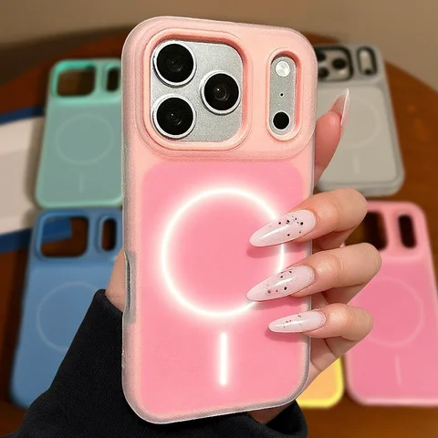 Luxury Magnetic Candy Jelly Color Phone Case For iPhone 11 12 13 14 15 16 17 Pro Max Plus Magsafe Bumper Matte Back Cases Cover