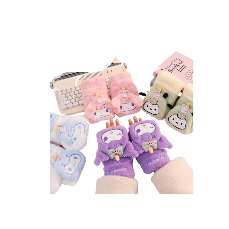 Flip guantes lindo dibujos animados lindo invierno suave cálido