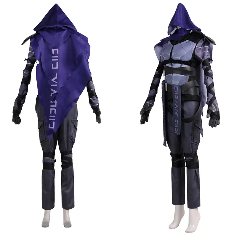 Trajes Game Valorant Fantasia para homens, roupas extravagantes, roupas adultas, cosplay masculino, traje disfarçado de festa carnavalesca, luvas