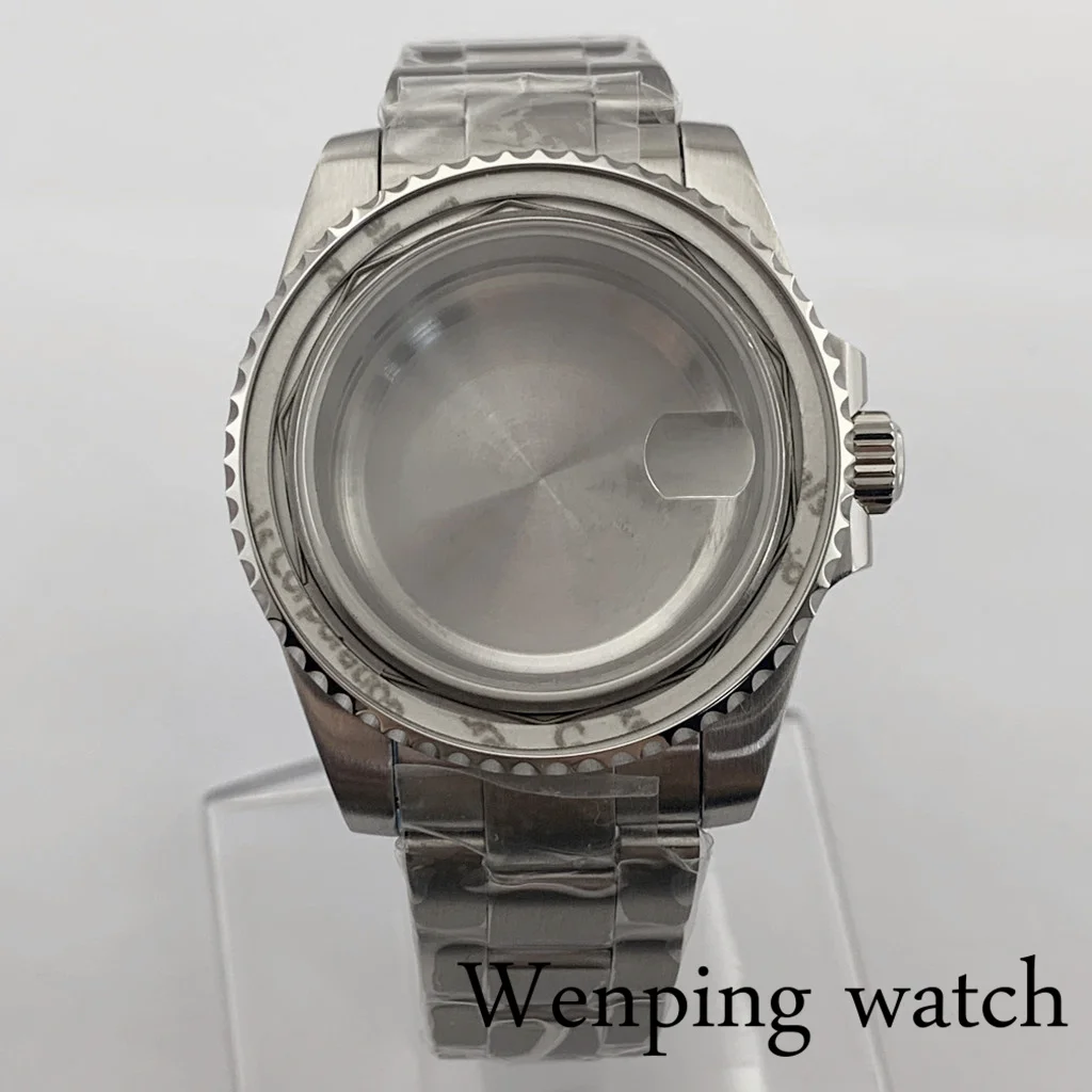 Brand new 40mm Silver Watch Case Sapphire Glass Fit NH34 NH35 NH36 ETA 2836 MIYOTA 8215 MINGZHU 2813 3804 ETA2824 PT5000 Movemen