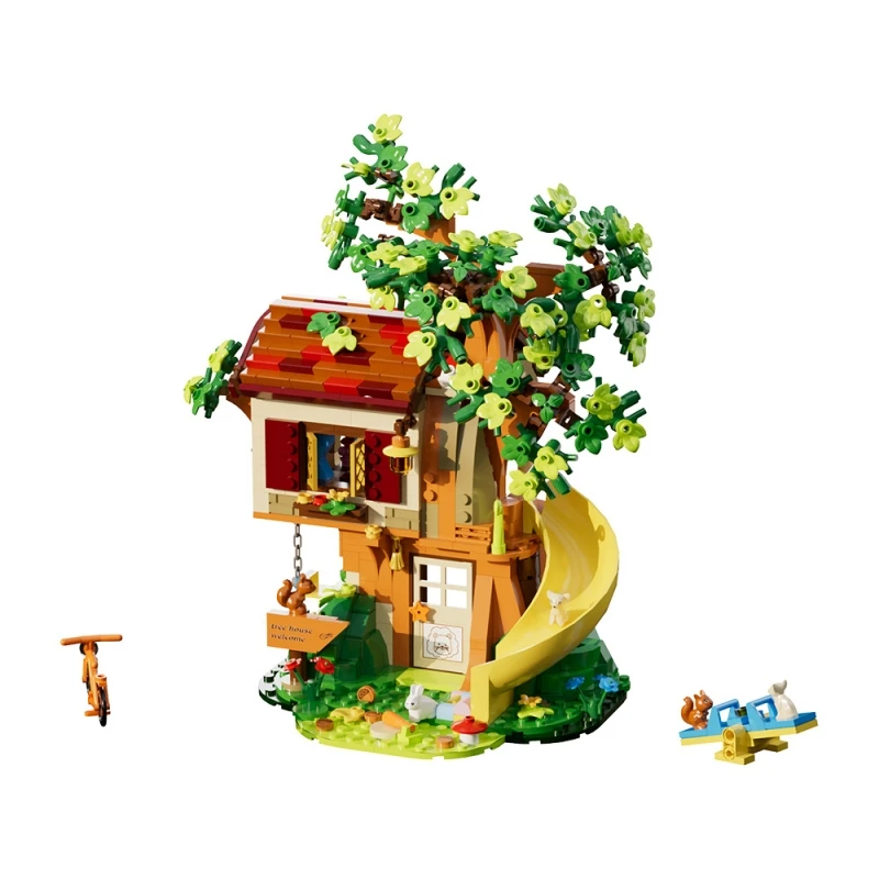 Forest Tree House MOC บล็อกอาคาร 751 ชิ้นสถาปัตยกรรม DIY อิฐเชอร์รี่ DIY ของเล่นสําหรับเด็กผู้ใหญ่ของขวัญกล่อง