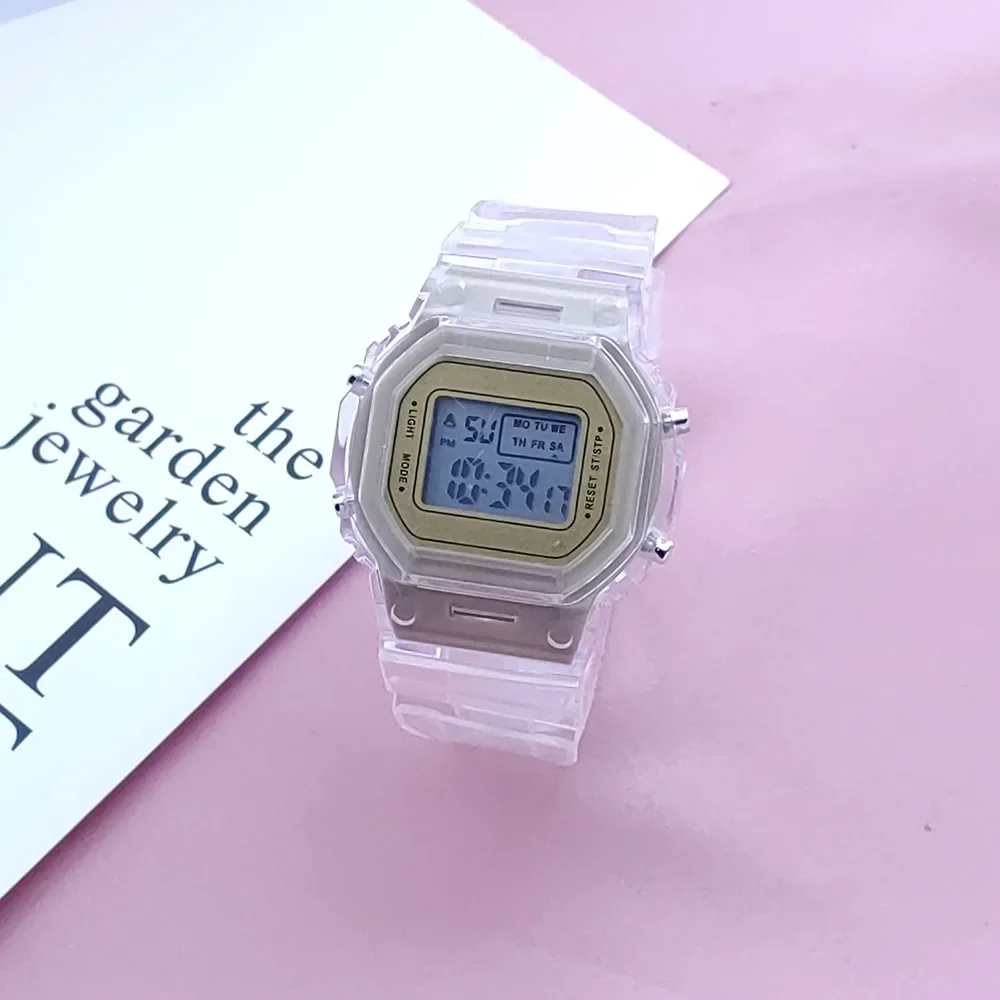 Fashion Transparent LED Luminous Digital Watch Square Women Watch Sports Electronic Wrist Watch Clock for Women&Men Dropshipping