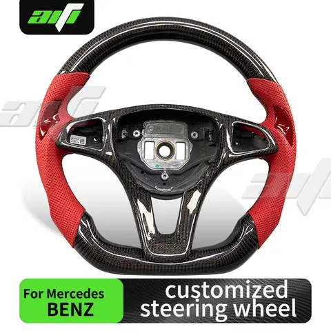 맞춤형 카본 파이버 AMG 스티어링 휠 메르세데스 벤츠 C200용 W204 W211 W212 W213 GLe W167 W218 W221 C63 모델에 적합