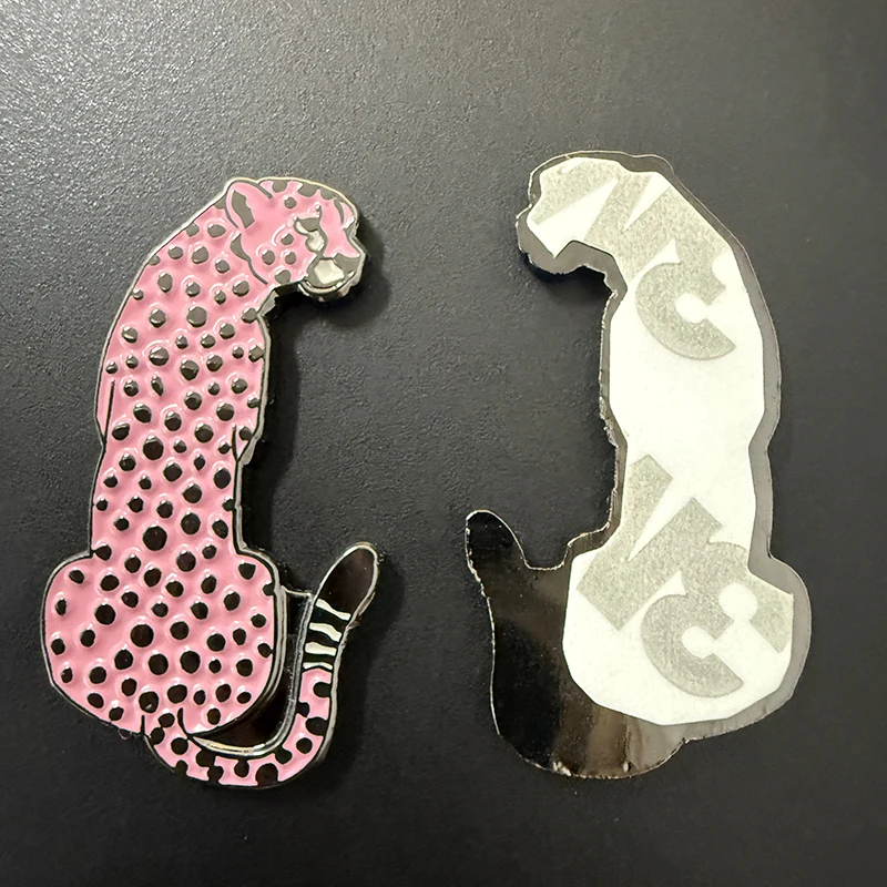 Pink Lepard Mobile Phone 3M Sticker Badge Metal Pin Broooches Pins
