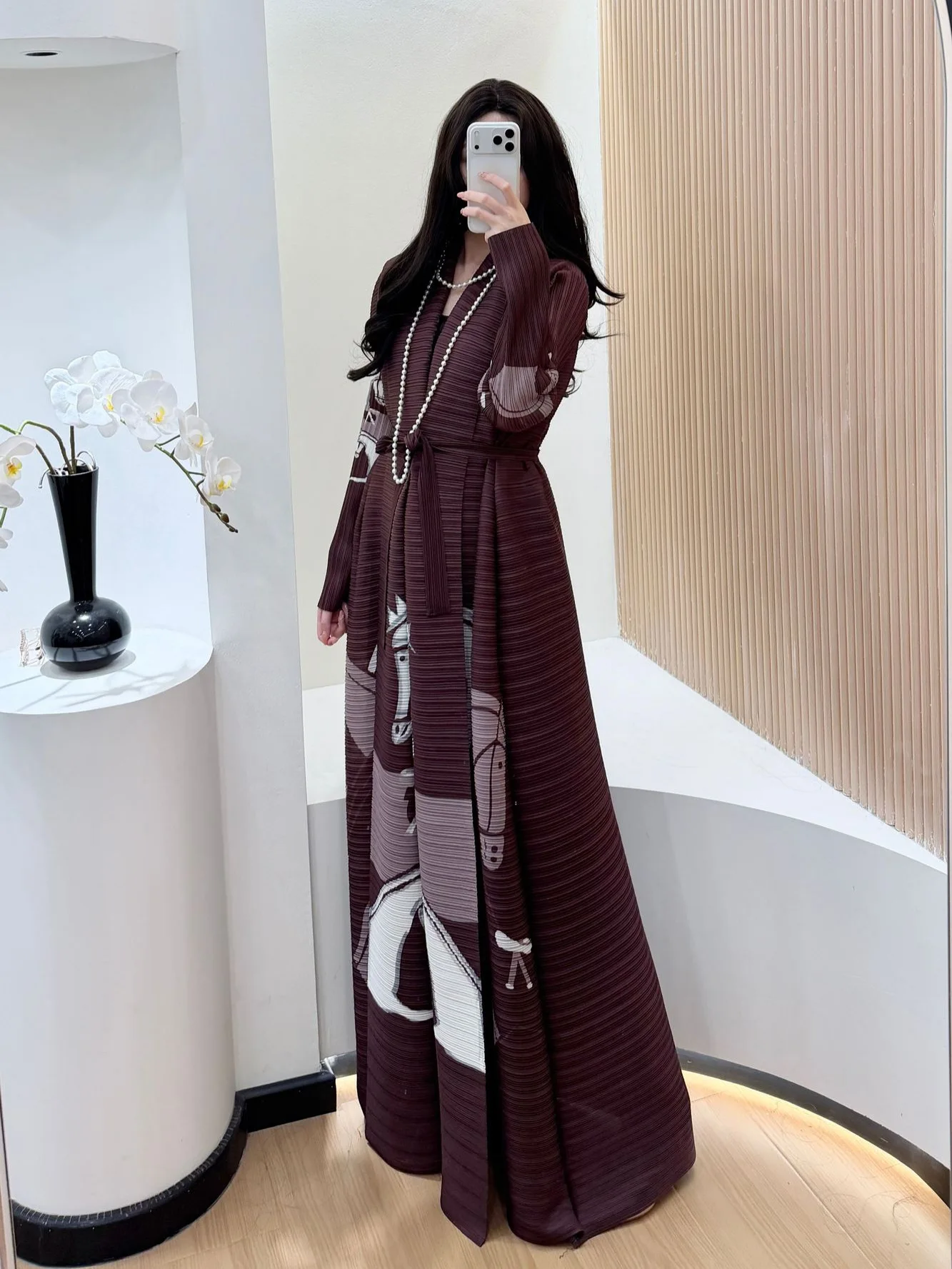 

Плиссированная Абая с длинным рукавом Плиссированная Абая Плюс Размер Абая Цветочный Кафтан с принтом Ближнего Востока Кардиган Скромное пальто