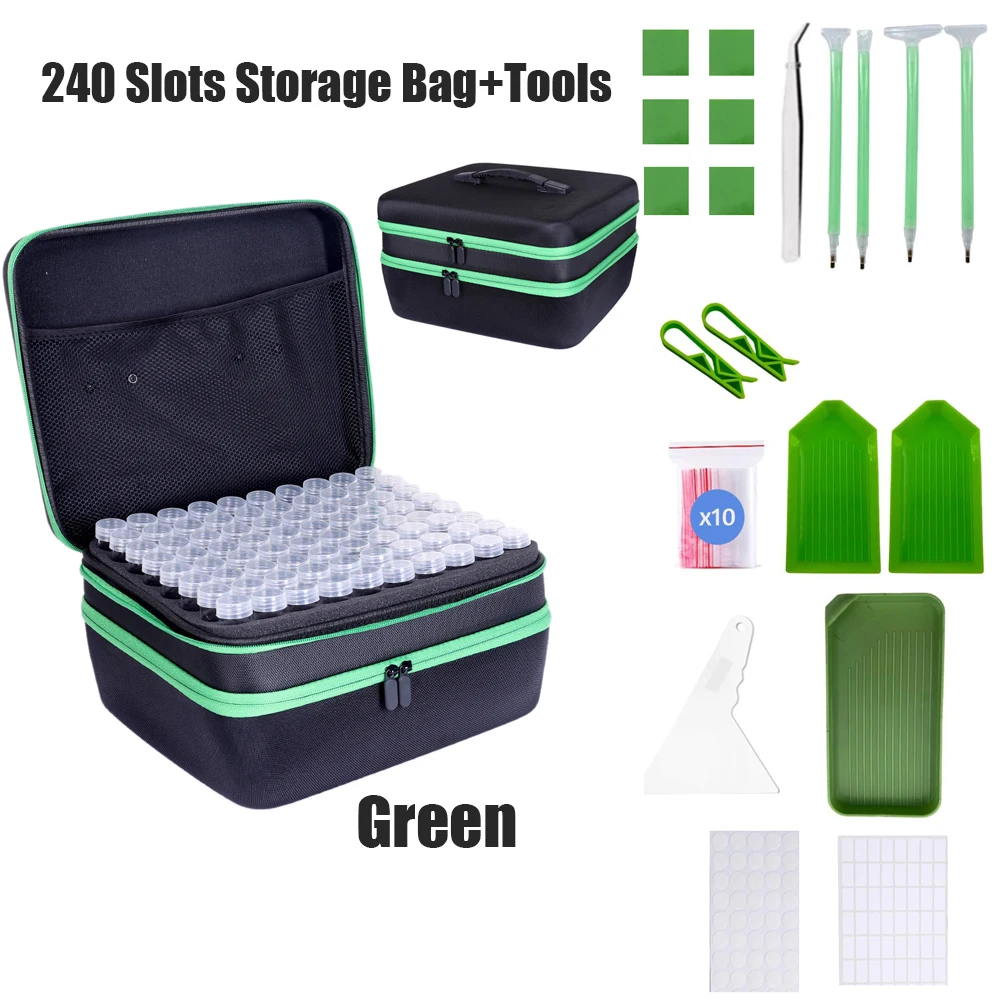 

Diamond Painting Purple Blue Green Storage Containers, 240 Slot Diamond Art Accessories Tools with Shockproof Jars Kits Jewelry