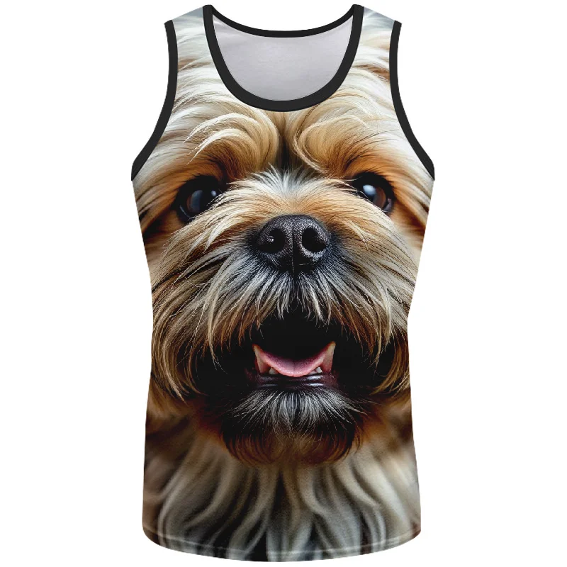 

Lhasa Apso 3D Print Dog T-Shirt vest Casual Men Women Short Sleeve T Shirt Customizable sleeveless top clothing