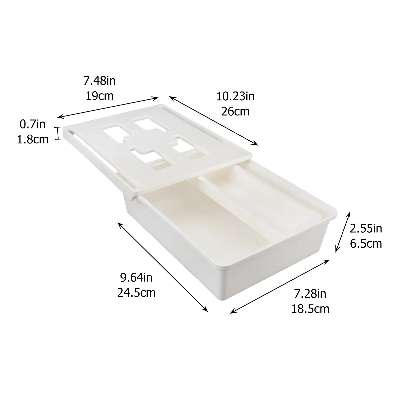 1Pcs Hidden Storage Box White Size Bottom Organizer ABS PP Cover Clapboard for Office Stationery Sundries Under Table