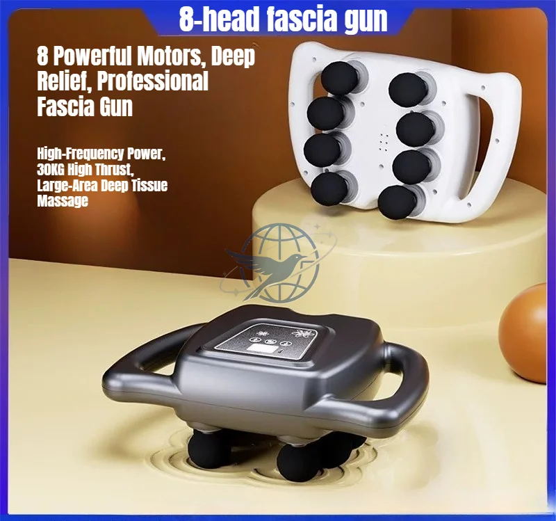 New eight-head fascia gun, electric wireless fascia, rechargeable massager, vibration home massage gun