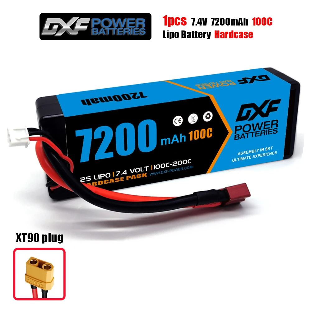 1/2PC DXF 2S Lipo Batterij 7.4V 7200mah 100C Hard Case XT60 EC5 TRX Deans XT90 voor Traxxas SCX10 Auto FPV Vliegtuig Truck RC Onderdelen - afbeelding 1