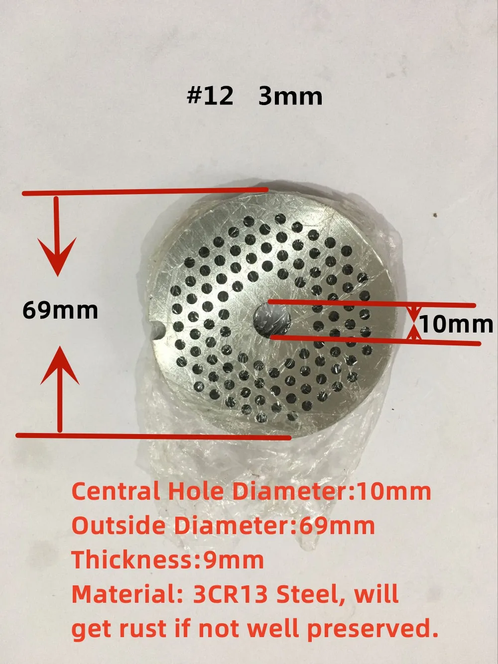 # 12 tipos substituíveis placa de moedor de carne buraco 3-20mm disco picador de aço manganês para misturador picador de alimentos