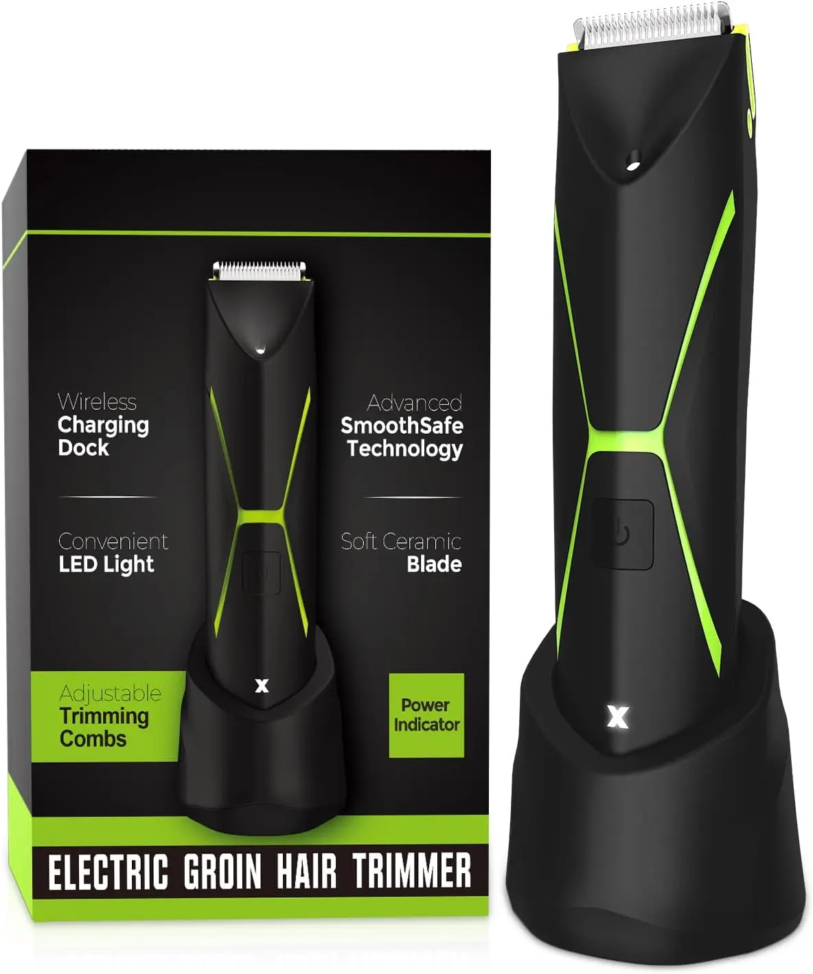 

Cordless Waterproof Body Hair Trimmer for Men with Ceramic Blades, 3 Combs, LED Light, 120 Min Runtime