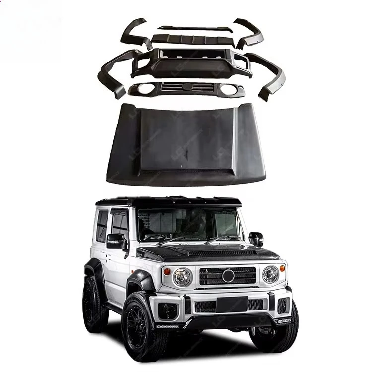 

LB Design Новый полный комплект кузова для Suzuki Jimny FRP Материал Передний бампер Решетка Капот Накладки на колеса Спойлер и автомобильные бамперы