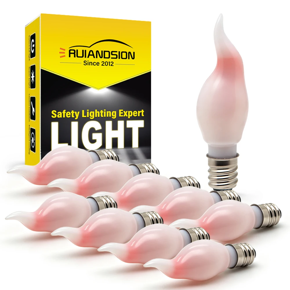 RUIANDSION E12 LED Flame Light Bulb CA20 Frosted Base AC110-130V 1300K Flickering Simulation Candle Lamp for Christmas Decor