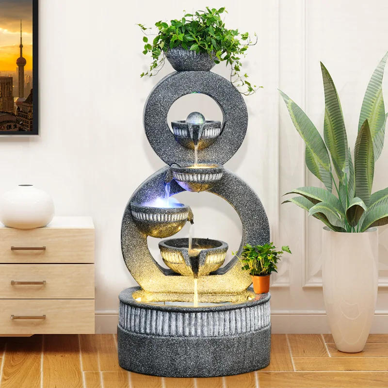 Large Outdoor Garden Decoration Resin Waterfall Pool Fountain Creative Waterscape Fountain With Light