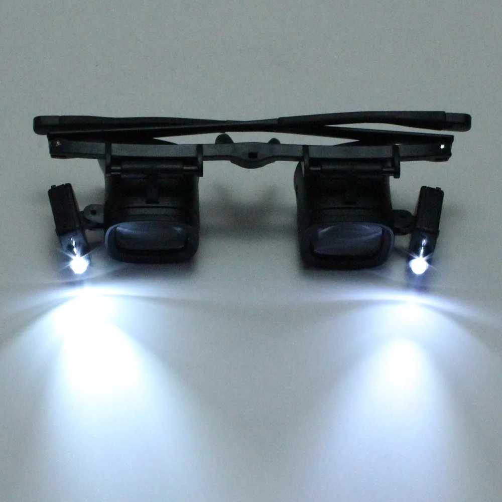 2X 4X 6X 10X 18X 25X Multi-Power Double LED Lights Magnifier Eye Glasses Watch Repair Loupe Jeweler Magnifying Glass