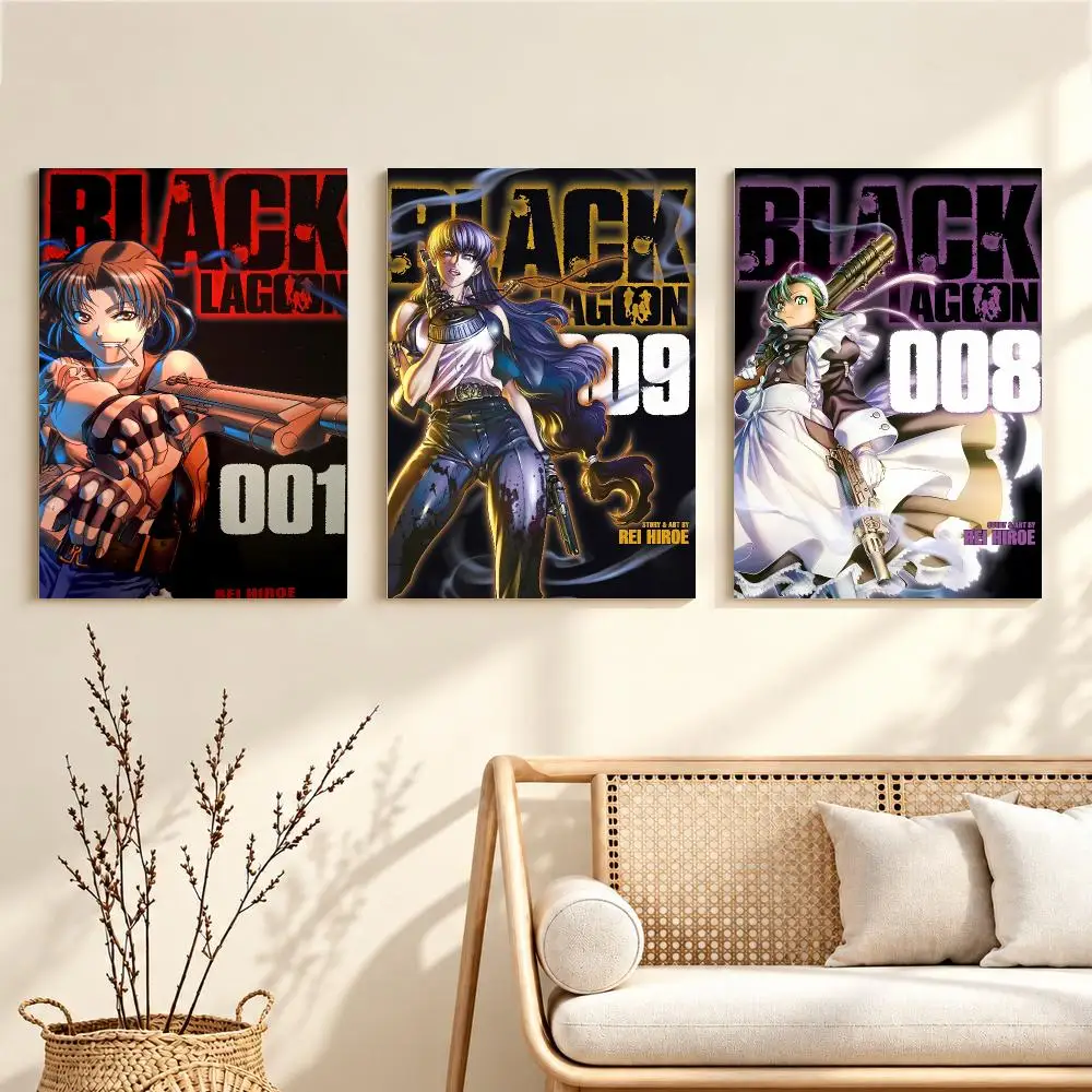 Dark Action Anime B-BLACK LAGOON Poster Artwork Self Adhesive Indoor Wall Hanging Room Decor Gift