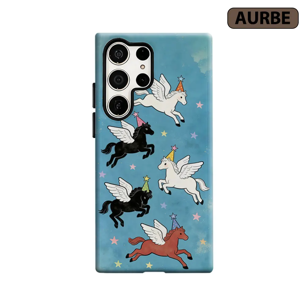 Aurbe Phone Case For Samsung Galaxy S26 S25 S24 S23 Ultra Plus HD Hard Party Pegasus Double Layer Film Cover