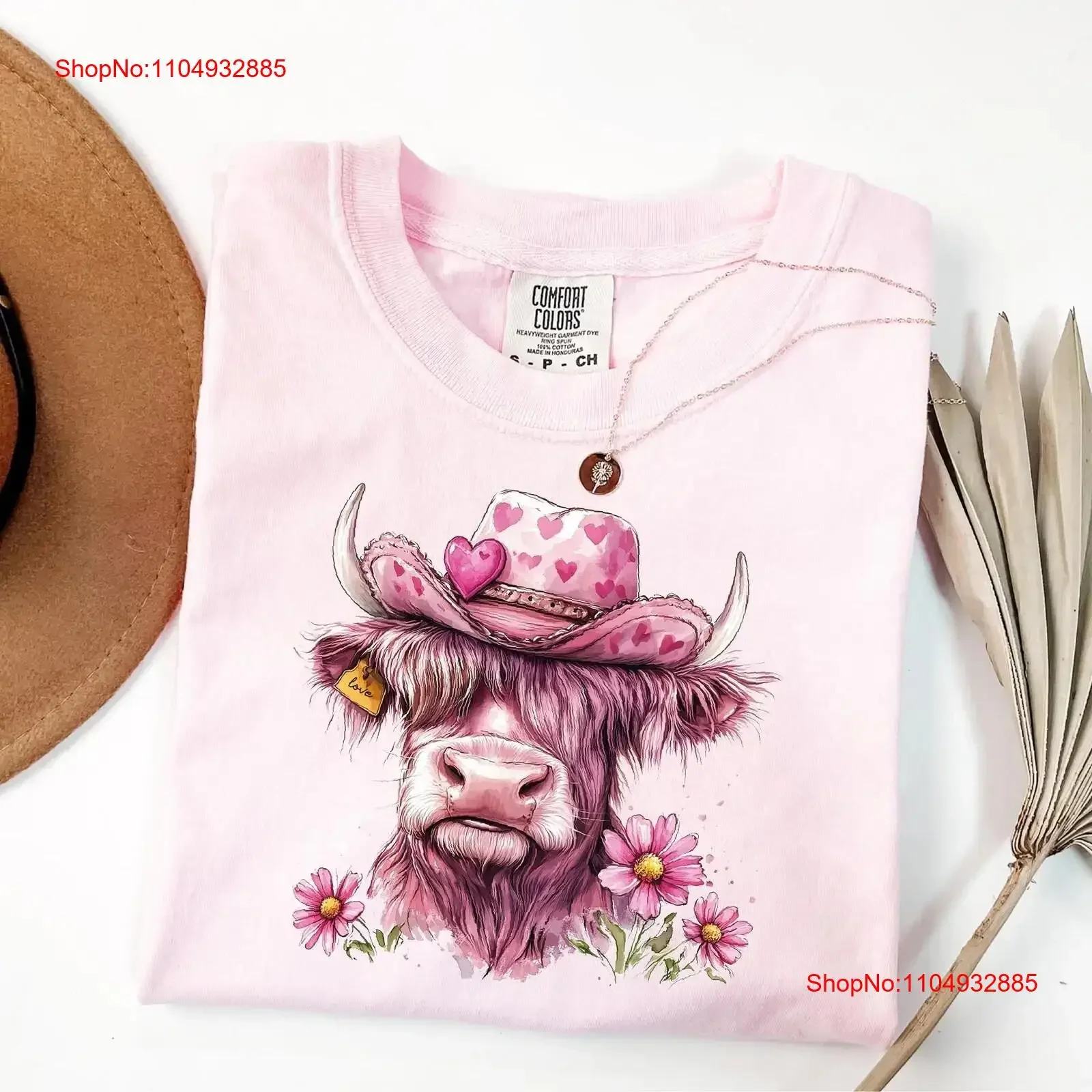 

Highland Cow Valentines T Shirt Womens Western Cowboy Farmer Funny Love vintage Washed Stretched Casual Soft Stylish homme