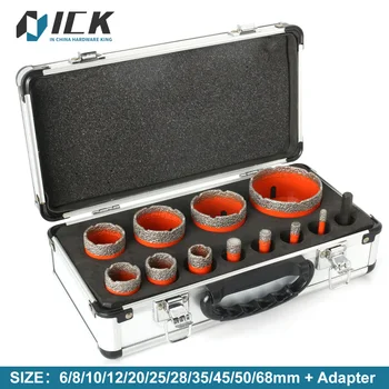 Vacuum Brazed Perfuração Núcleo Brocas Set, M14 Thread, Diamante Seco, Porcelana Cup, Azulejo, Granito, Mármore, Buraco Saw Ferramentas, 12Pcs