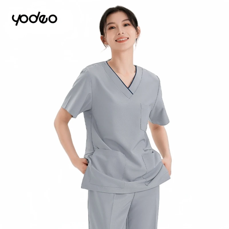 Unisex Short-Sleeved Surgical Scrub Set (Top & Pants) | Quick-Dry & Breathable Ice Silk Fabric for Operating Room Clinical Work