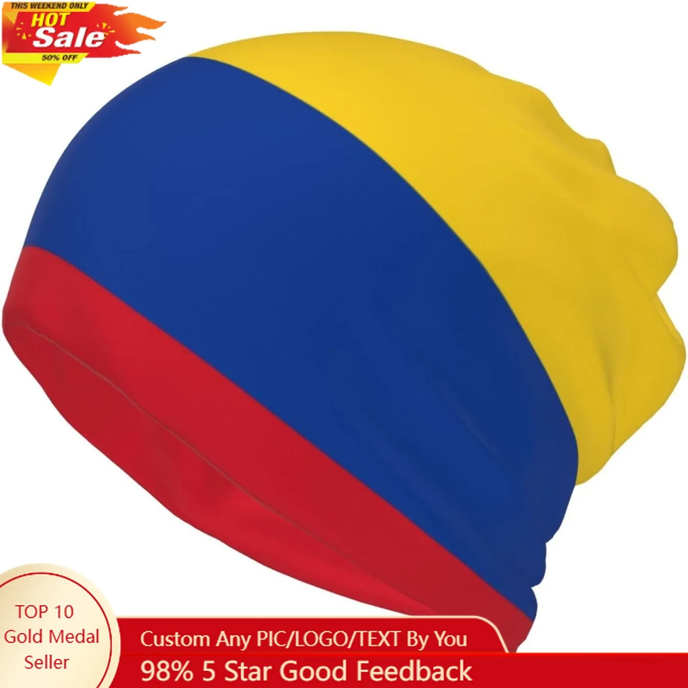 Colombia Flag Multifunction Beanie Hats for Men Women Colombian Soft Stretch Skull Cap Fashion Scarf for Jogging Cycling
