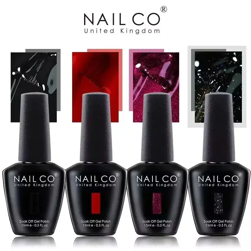 NAILCO 15ml Gel Nail Polish Semi-permanent Hybrid Varnish Black Red Color Gel Polish Nail Art UV Nail Supplies For Professionals