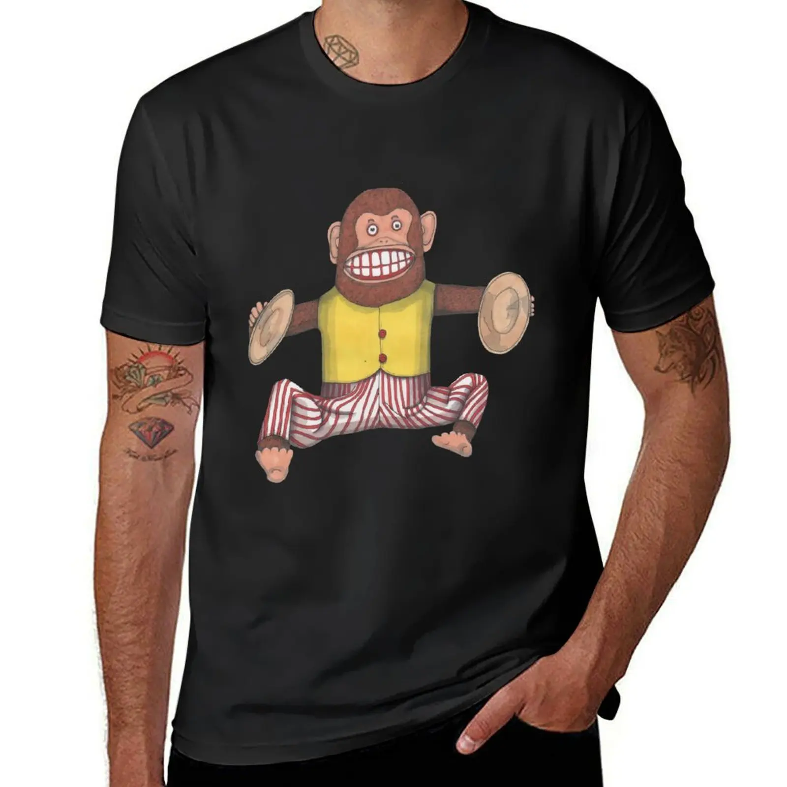 Monkey, Clapping Monkey, classic wind up toy. T-Shirt tops anime clothes quick drying sports fans Men's cotton t-shirt