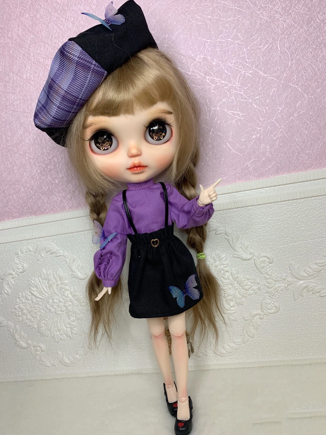 

Blythe dress Purple butterfly strap skirt suit dressing 1/6 BJD anime girl (Fit for Pullip,Ob24, Licca)