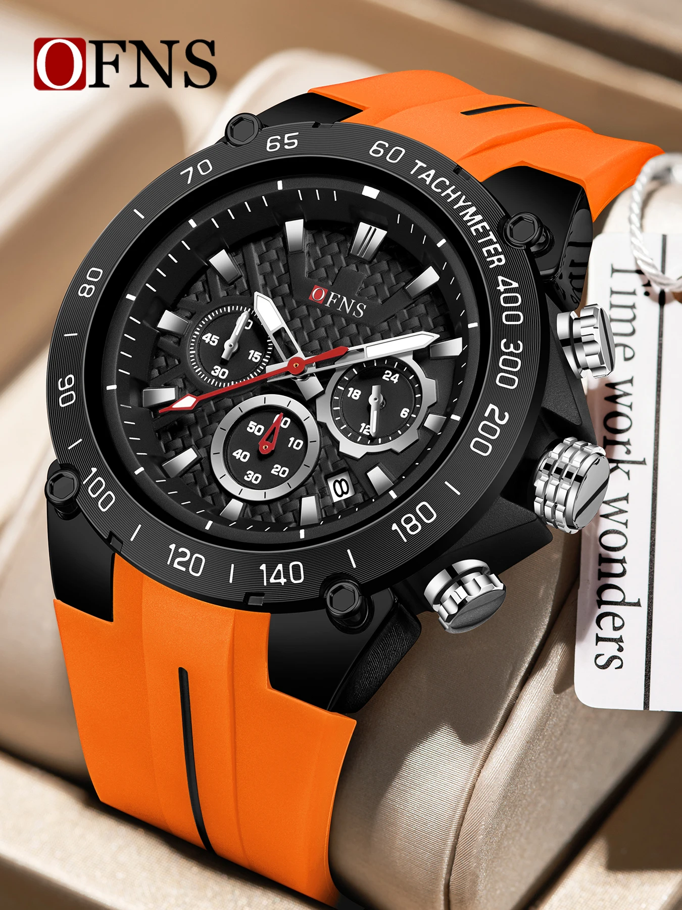 

OFNS, новинка 1207, модные мужские кварцевые часы, хронограф с тремя глазами и шестью иглами, водостойкий ночник, календарь, мужские кварцевые часы