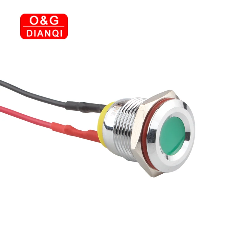 16mm Metal Waterproof Indicator Light Red  White Green Blue Warning Indicator Light 12v 220v Led Pilot Signal Lamp with Wire