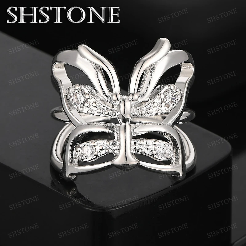 

Inlaid Zircon 925 Sterling Silver Butterfly Ring For Women Pretty Ring Happy Party Wedding Jewelry Birthday Gift Accessories