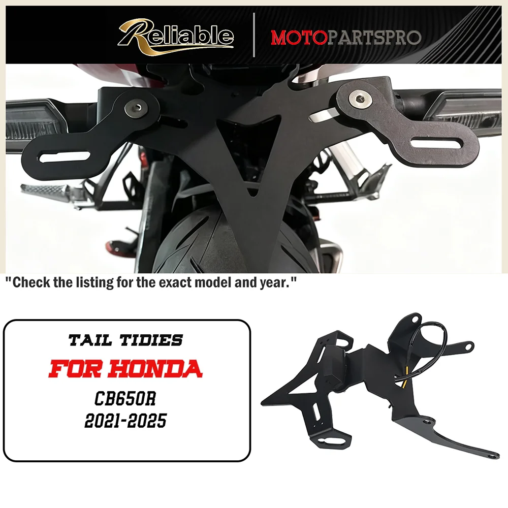 

CB650R for Honda NEW CB650R CBR650R 2021-2025 Motorcycle License Plate Holder LED Light Tail Tidy Fender Eliminator CBR650R