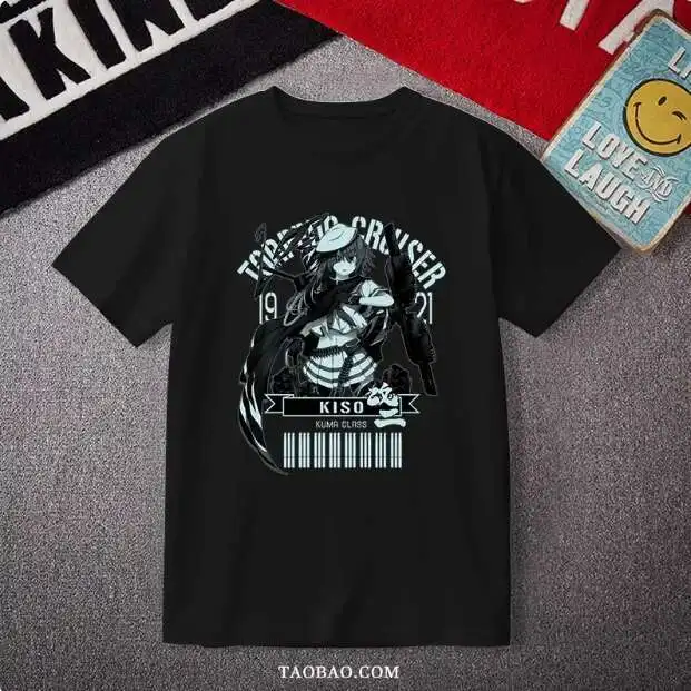 

Аниме Kancolle Kiso футболка с коротким рукавом летний карнавальный костюм повседневные студенческие свободные топы аниме