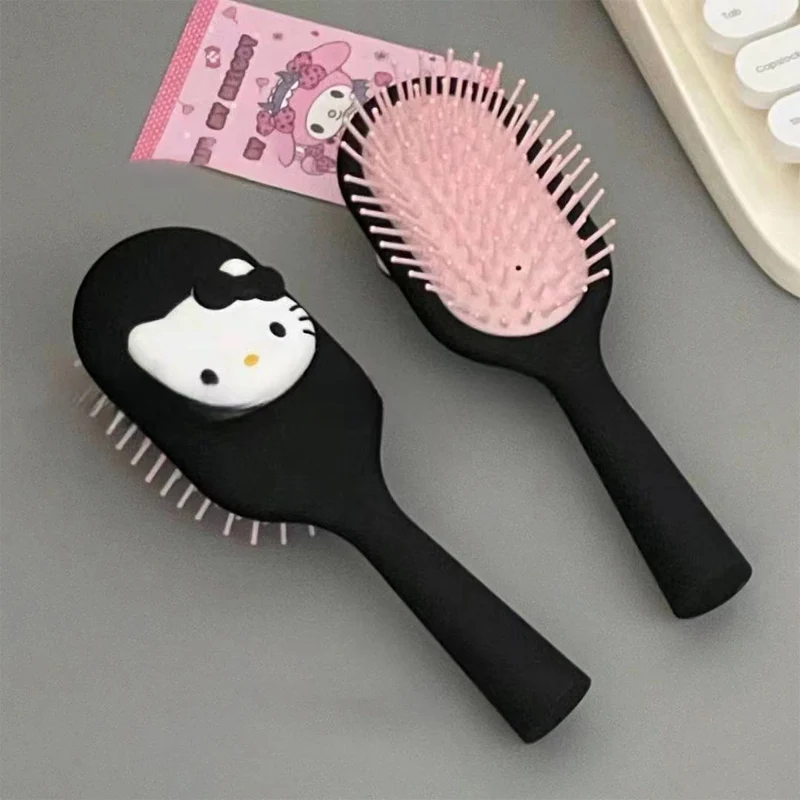 1PC giapponese Hello Kitty nero simpatico cartone animato cuscino d'aria Airbag massaggio pettine pettine per capelli per ragazze portatile a casa regalo creativo