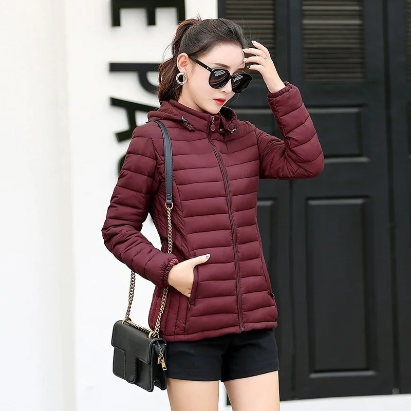 Imagem -04 - Mulheres Jaqueta Moda Inverno Manter Quente com Capuz Moda Acoplado Puffer Jaqueta Luz Ultra-fino Estilo Primavera Outono Feminino Slim Coat