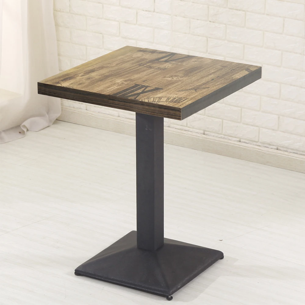 Mesa de bar, mesa de comedor, mesa cuadrada de estilo industrial retro, 60×60×75 cm, mesa de cocina hecha de tablero de madera + patas de hierro