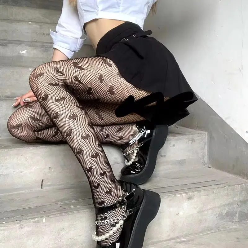 Classic Lolita Hollowed Out Lace Mesh Stockings Bottomed Pantyhose Women Sexy Japanese Girls Gothic Punk Retro Spider Web Tights