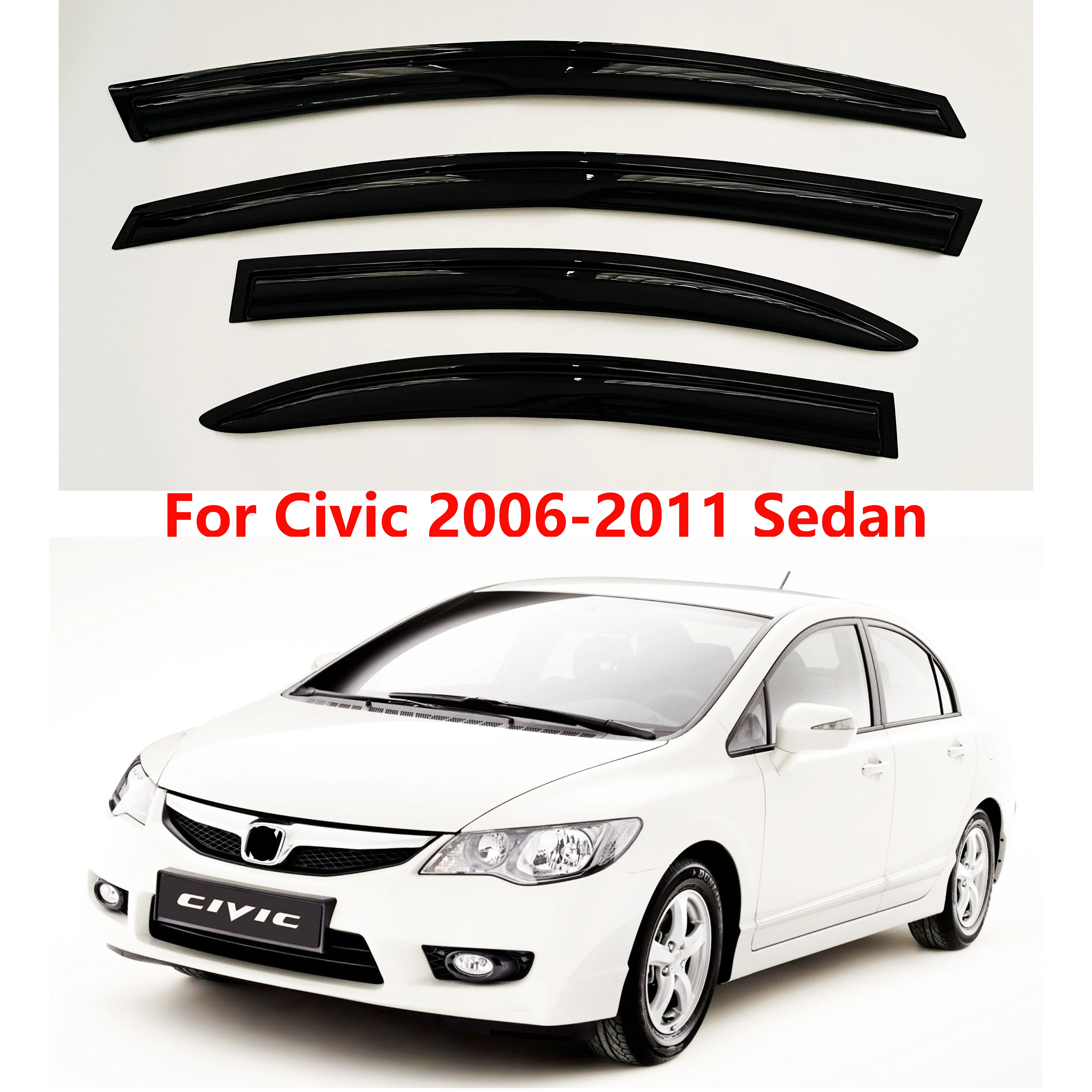 

4 шт. новейшей модели солнцезащитного козырька на окно автомобиля для Civic 2006-2011, оконный козырек от дождя, оконные козырьки от дождя