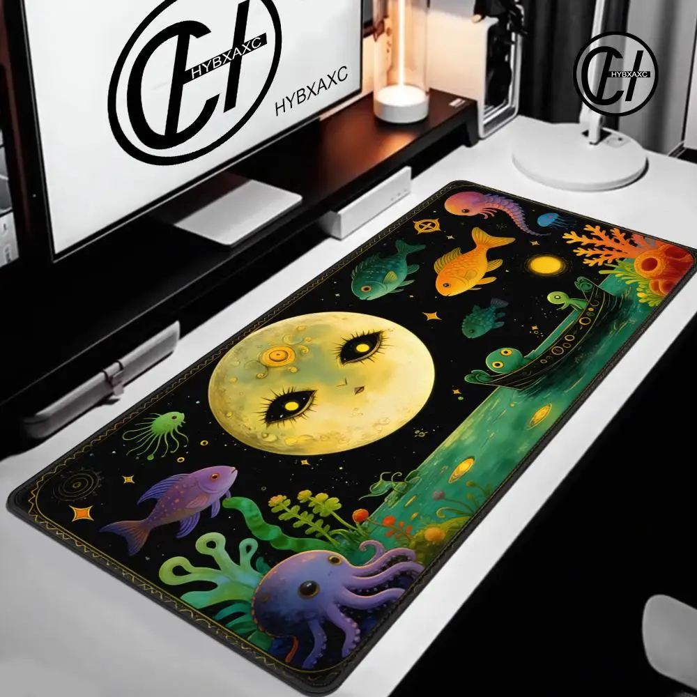 HYBXAXC Moon Frog Mouse Pad Cottagecore Gothic Gaming Desk Mouse Pad Cute HD Pad Extended Gaming Keyboard Mats Large XXL Gamer