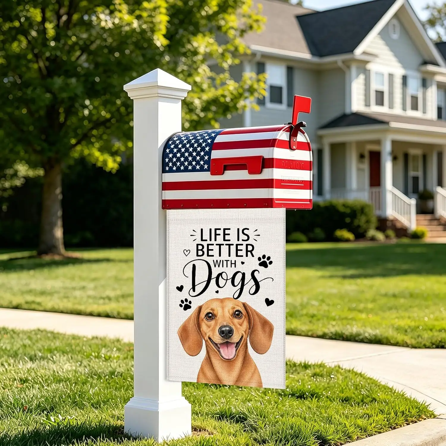 Life Is Better With Dogs Garden Flag 12x18 Inch Double Sided Burlap Cute Pet Dog Flag for Patio, Farmhouse, Lawn, Holiday Ou kkz