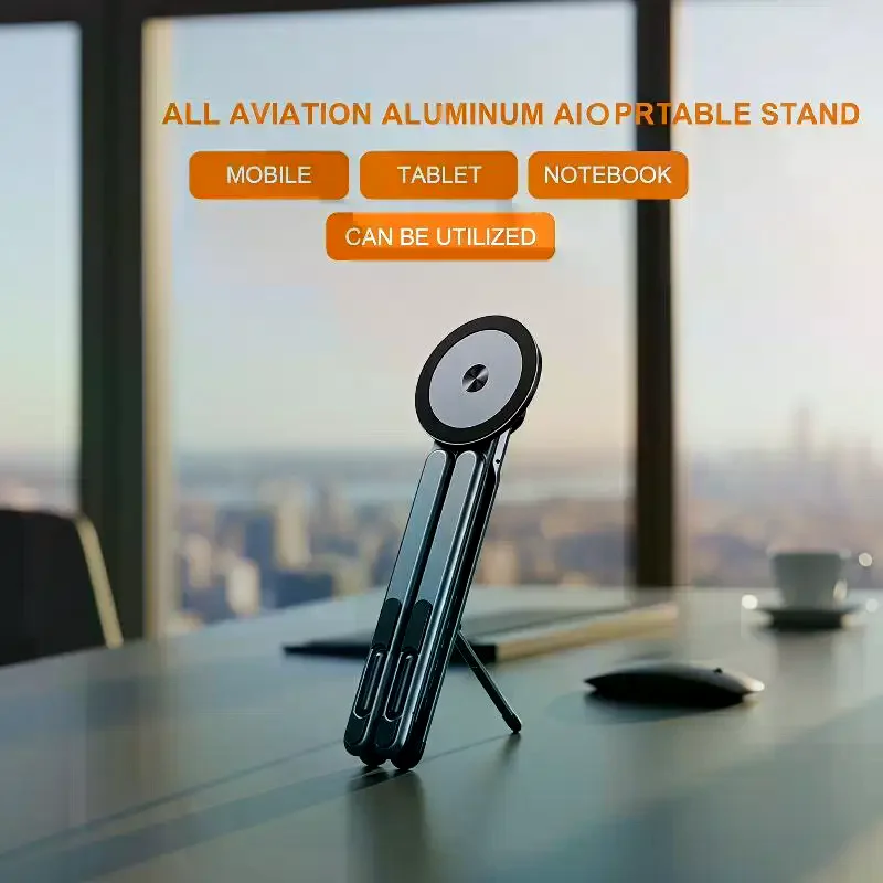 3-in-1 Magnetic Portable Laptop Stand Foldable Aluminum Alloy Laptop&Phone Holder 8 Level Height Adjustment Laptop Stand