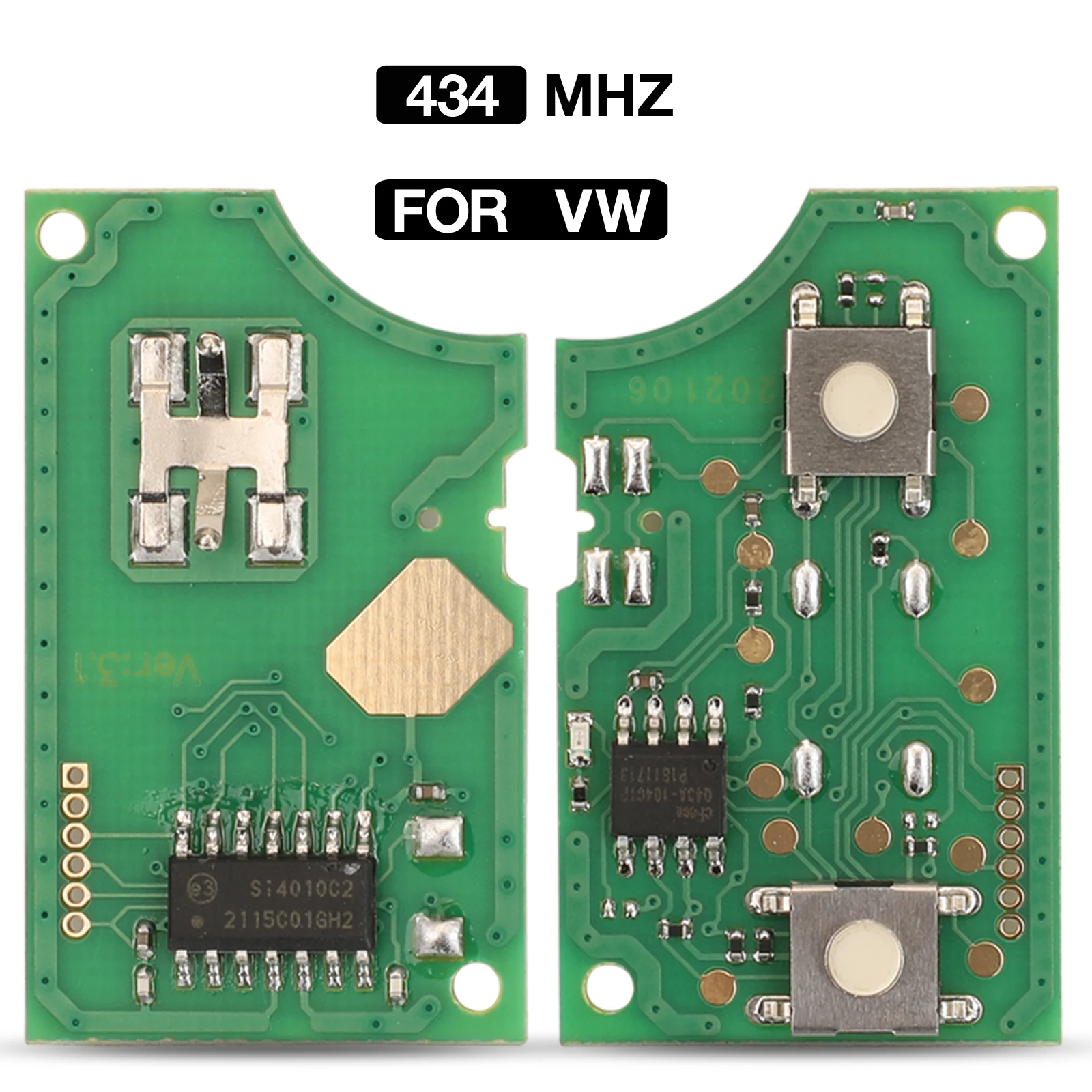 jingyuqin 434MHZ FCCID 1J0959753N 2 Buttons Remote Car Key Circuit Board Fob For VW Volkswagen Beetle Bora Polo Golf Passat