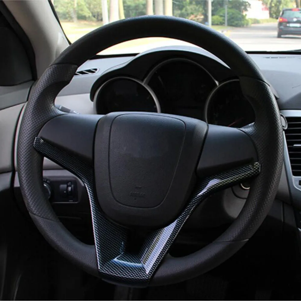 Car Accessories For Chevrolet Cruze Trax Tracker Sonic car styling Steering Wheel Chrome Trim Cover Insert Sticker