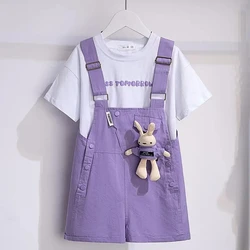 Summer Girls' Clothing Set New Fashionable Children's Bunny Casual Short Sleeve T-shirt Shorts Two Piece Set