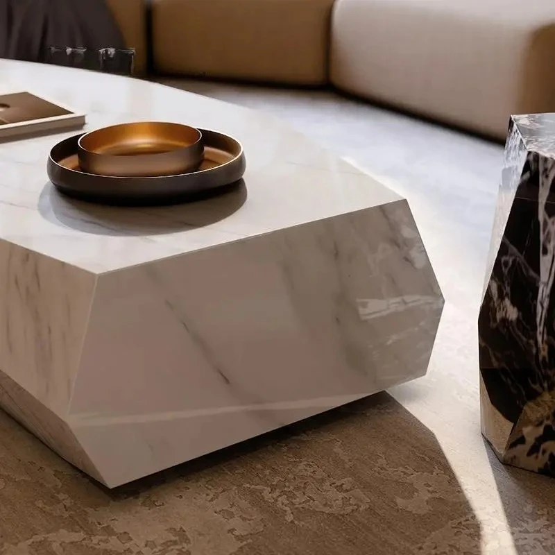 natural marble hexagonal star diamond coffee table simple modern large coffee table small apartment minimalist